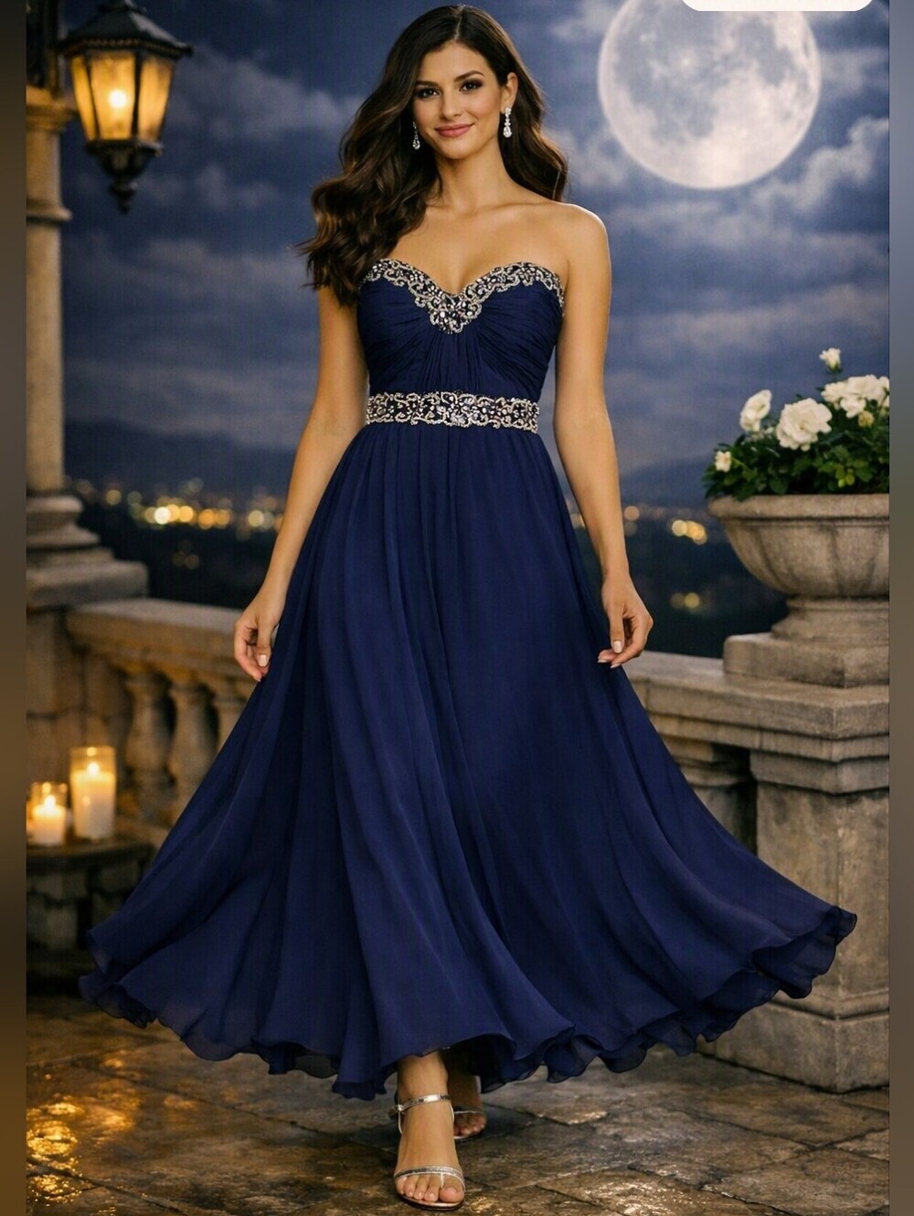Bee Darlin Navy Blue Strapless Dress